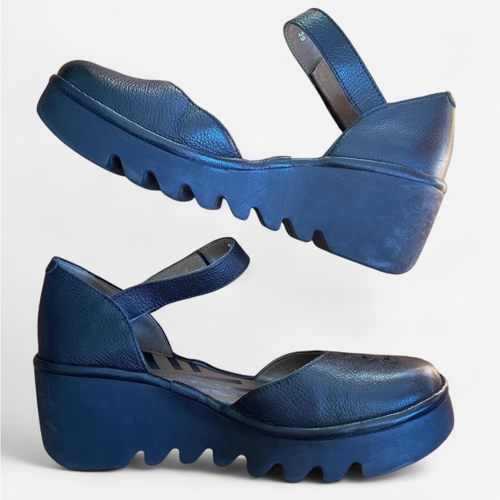 Fly London leather Mary Jane platforms